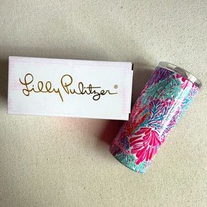 Lilly Pulitzer slim tumbler with lid. Never used. Brand new! Splashdance print.